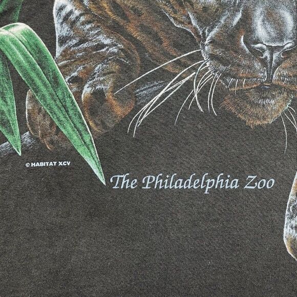 RARE Vintage 1995 Oneita Double Side Philadelphia Zoo Black Panther Mens Tank L - Picture 3 of 9